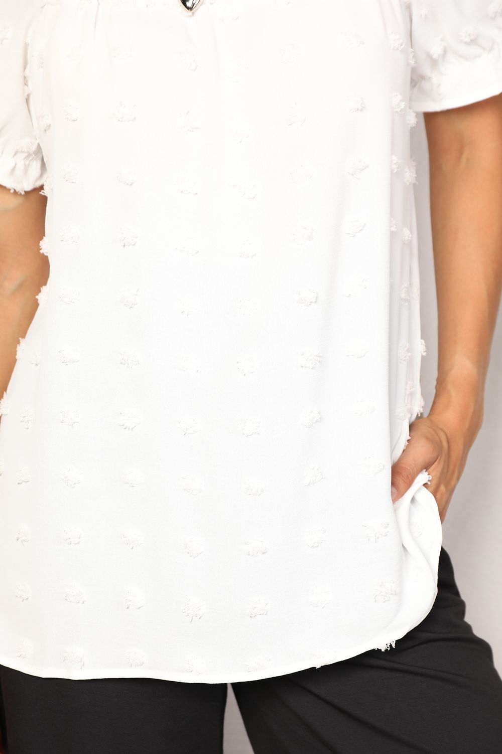 Double Take Swiss Dot Puff Sleeve Square Neck Blouse Double Take Swiss Dot Puff Sleeve Square Neck Blouse - TopFashionHQ