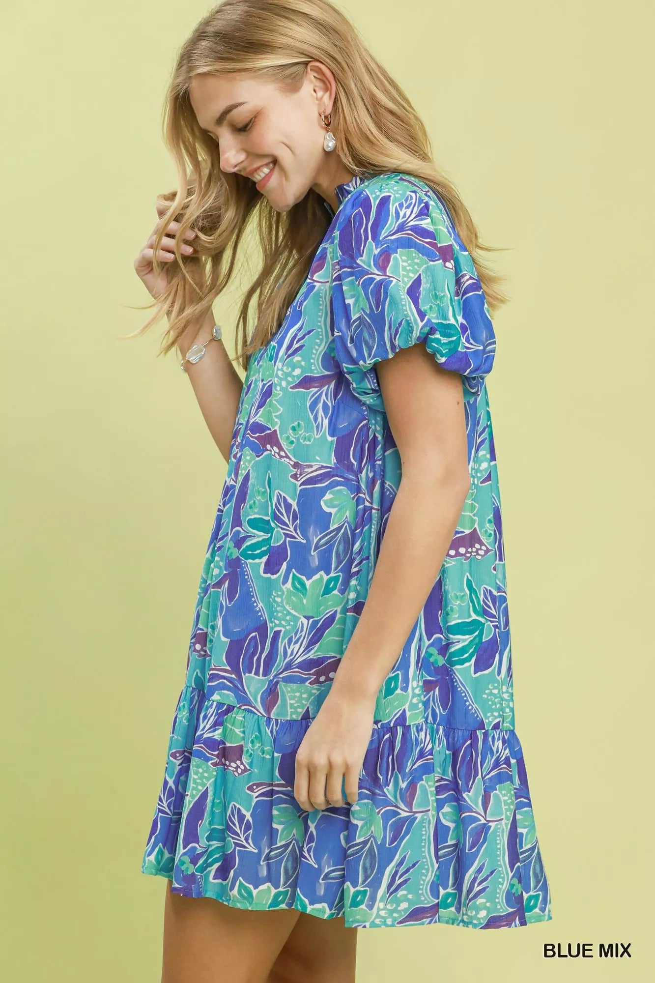 Umgee Tropical Floral Puff Sleeve Tiered Mini Dress b301084c-8fe6-47a9-9d32-ea42fd8b8117-Max-Origin