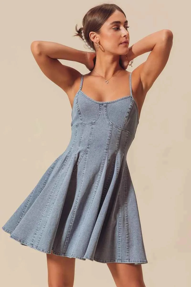 SO ME A Line Fit and Flare Denim Mini Dress SO ME A Line Fit and Flare Denim Mini Dress
