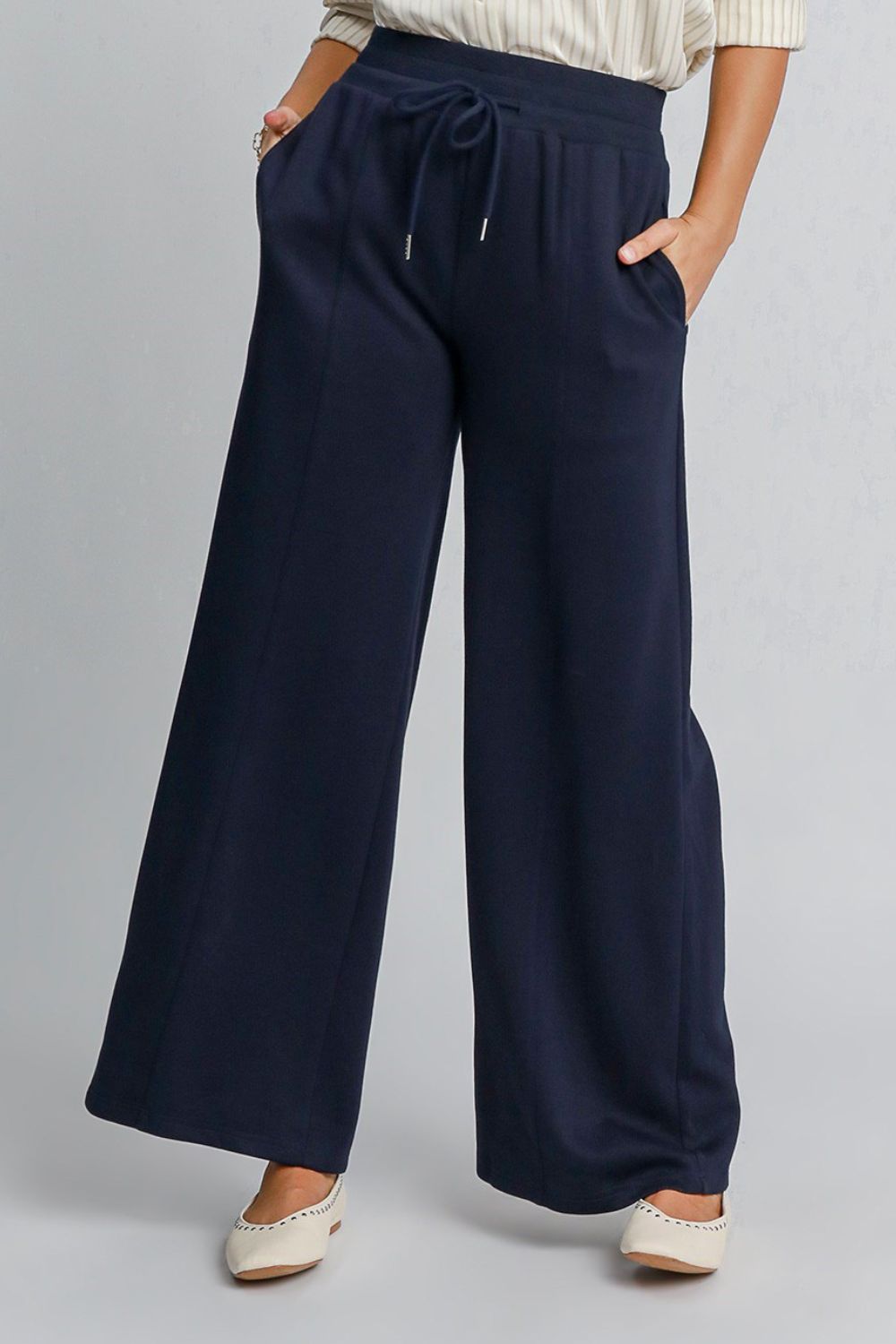 Umgee Drawstring Wide Leg Pants with Pockets Umgee Drawstring Wide Leg Pants with Pockets - TopFashionHQ