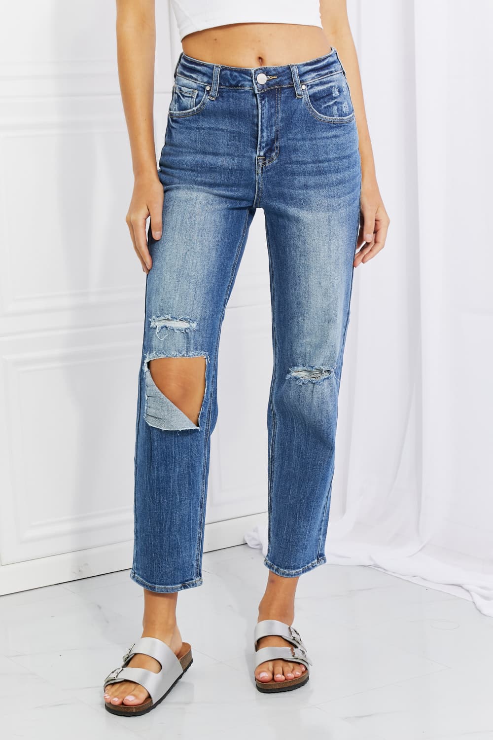RISEN Full Size Emily High Rise Relaxed Jeans RISEN Full Size Emily High Rise Relaxed Jeans - TopFashionHQ