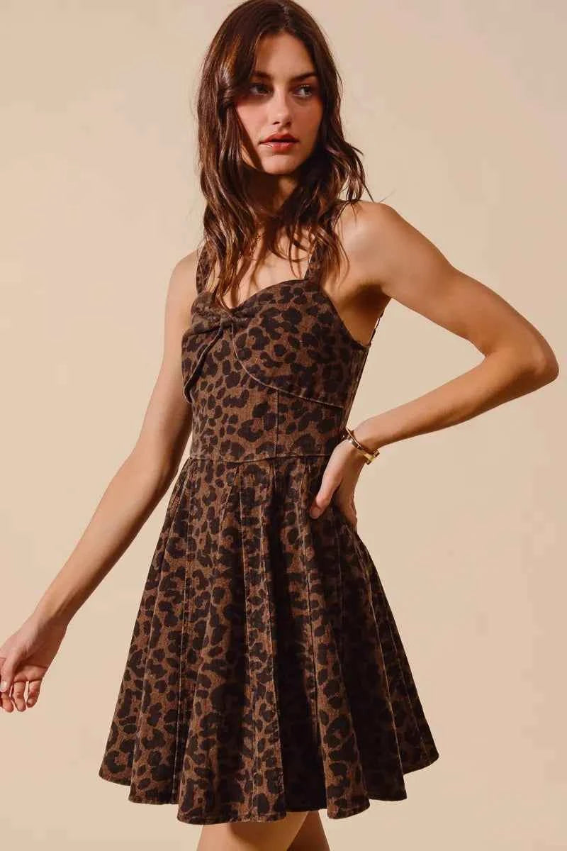 SO ME Mineral Washed Leopard Flare Cami Dress SO ME Mineral Washed Leopard Flare Cami Dress