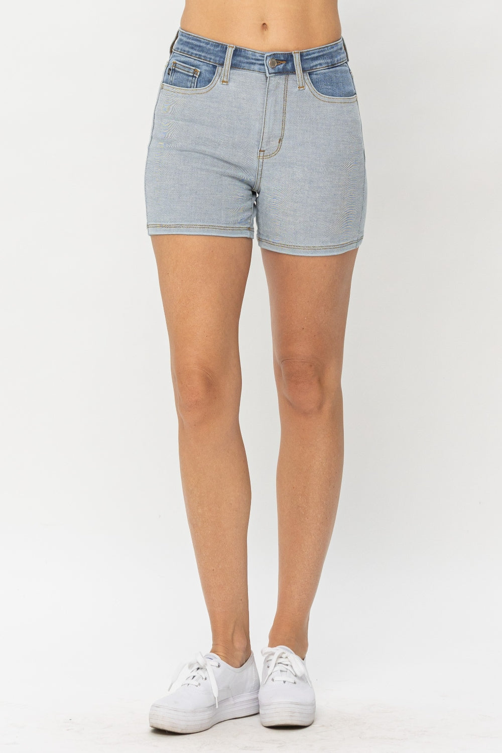 Judy Blue Full Size Color Block Denim Shorts Judy Blue Full Size Color Block Denim Shorts - TopFashionHQ