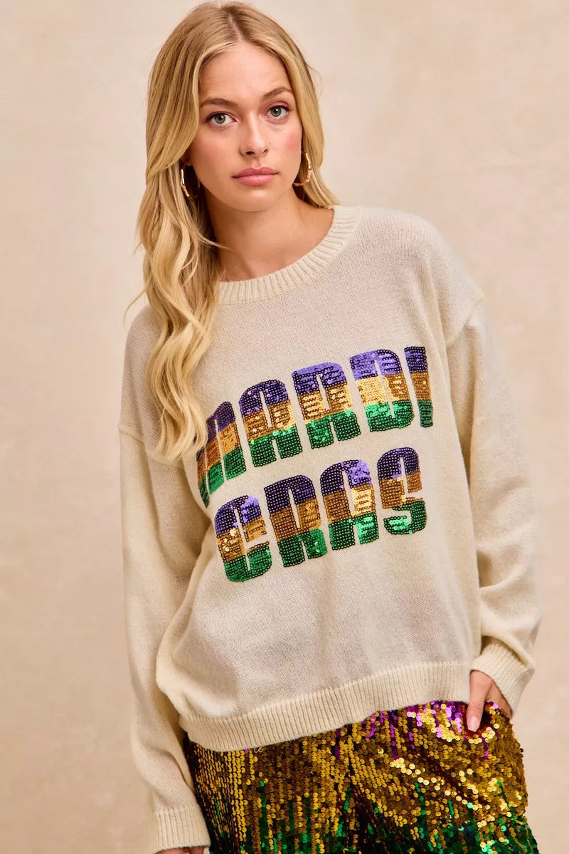 BiBi Mardi Gras Sequin Lattering Knit Top b49f426e03ab4a6c85ee19007178213a-Max-Origin