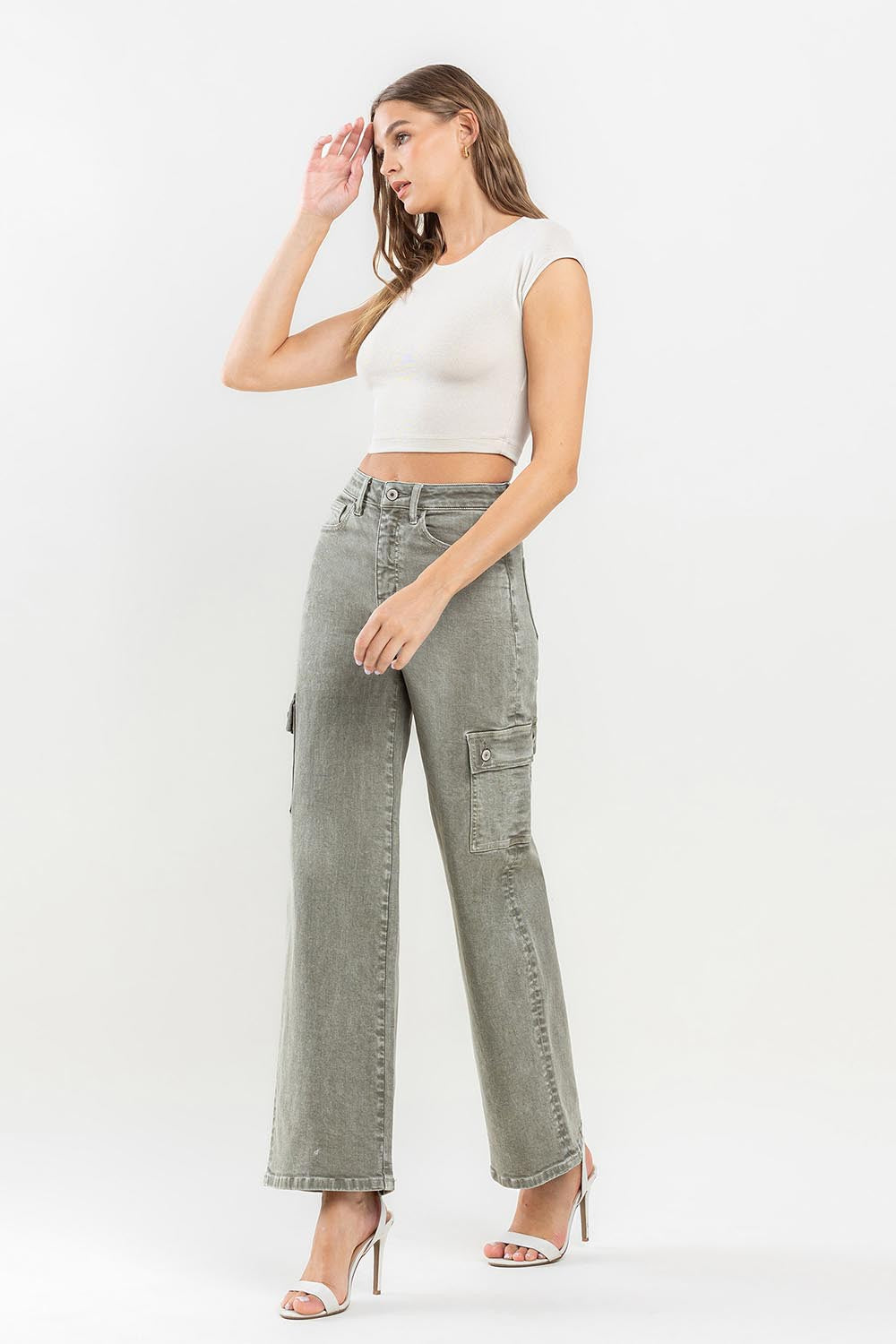 Vervet by Flying Monkey 90's Super High Rise Cargo Jeans Vervet by Flying Monkey 90's Super High Rise Cargo Jeans - TopFashionHQ