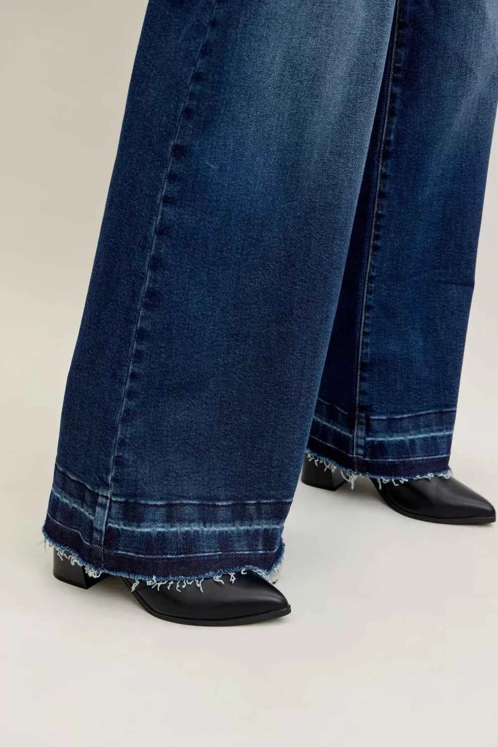 Judy Blue High Waist Palazzo Jeans with Front Patch Pockets Judy Blue High Waist Palazzo Jeans with Front Patch Pockets
