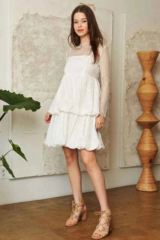 Davi & Dani Checker Print Side Pockets Textured Mini Dress Davi & Dani Checker Print Side Pockets Textured Mini Dress