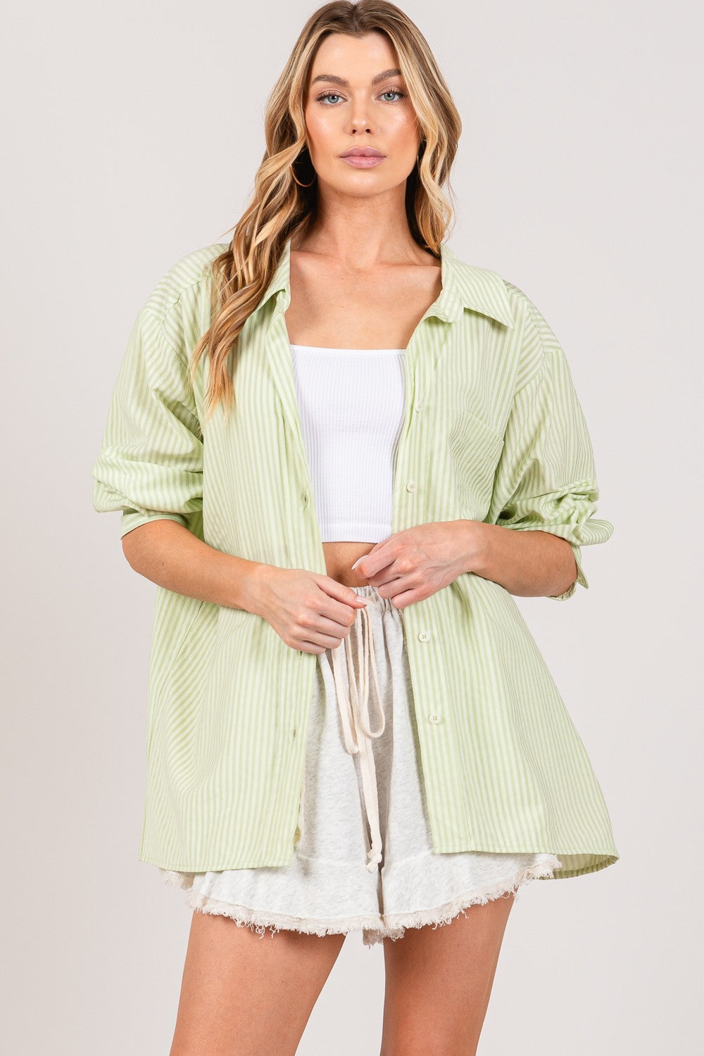 SAGE + FIG Striped Button Up Long Sleeve Shirt SAGE + FIG Striped Button Up Long Sleeve Shirt - TopFashionHQ
