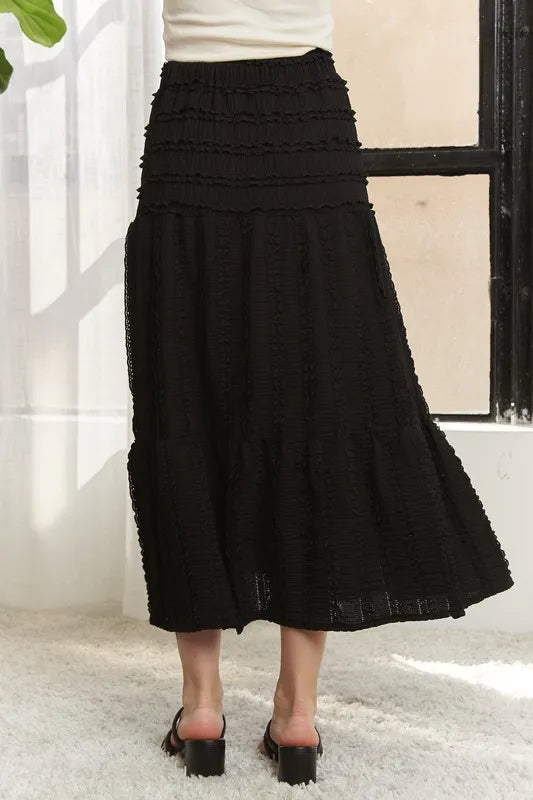 ADORA Elastic Waistband Tiered Midi Skirt b66b4924-a9eb-4767-a0e0-eaf3a4a39b27-Max-Origin