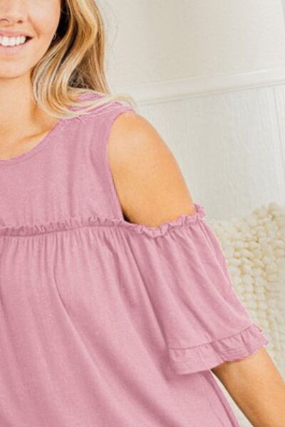 Heimish Full Size Frill Round Neck Cold Shoulder T-Shirt Plus Size b6d32bd0-7878-4ee6-87d7-a3449257808b-Min