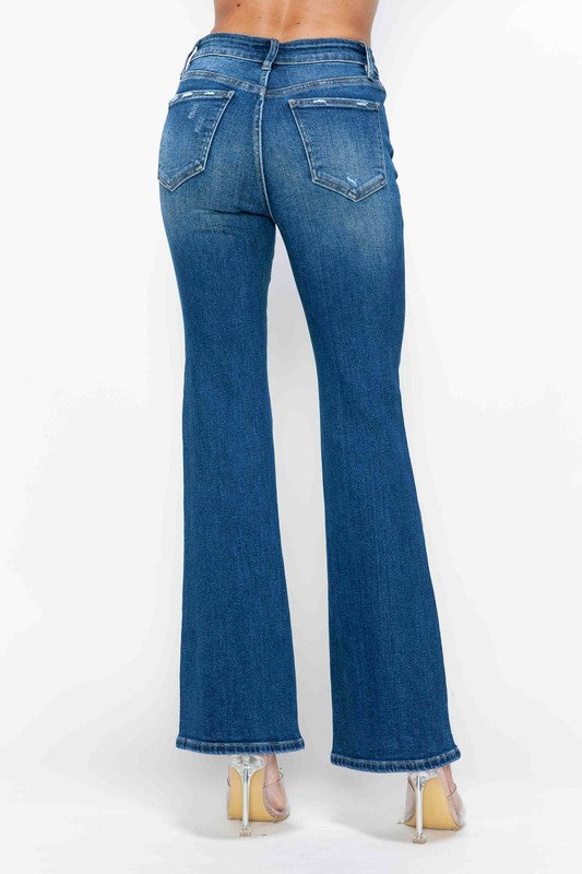 bytos Full Size High Rise Bootcut Jeans with Pockets bytos Full Size High Rise Bootcut Jeans with Pockets