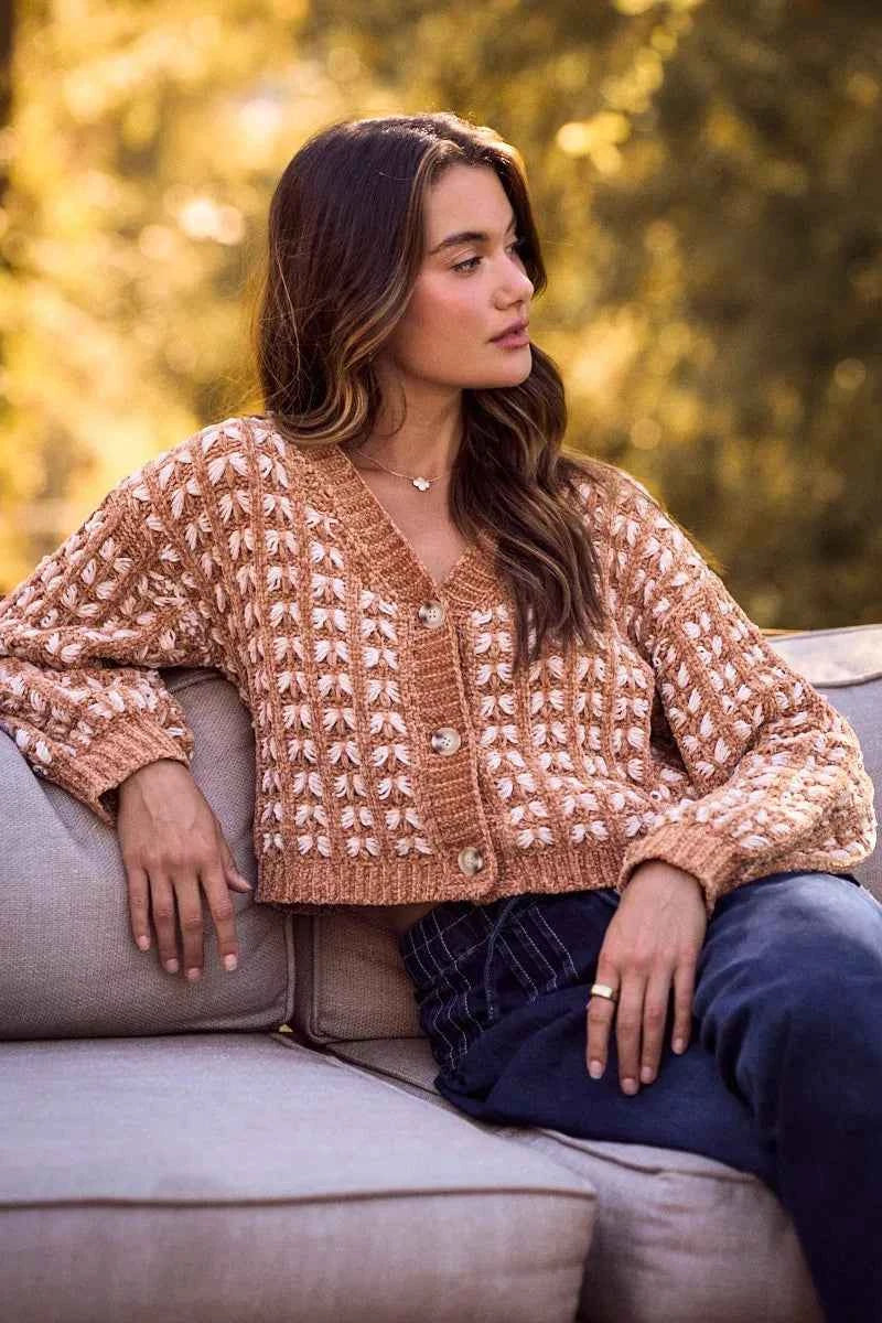 SO ME Soft Chenille Yarn Textur Button Sweater Cardigan SO ME Soft Chenille Yarn Textur Button Sweater Cardigan