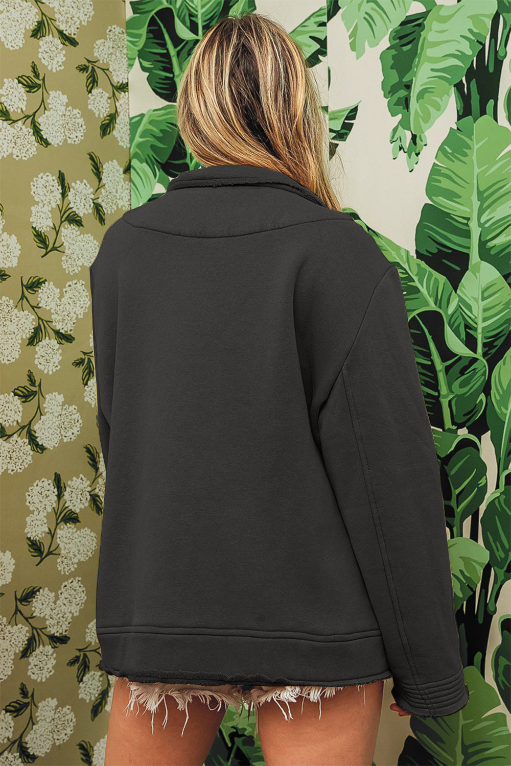 BiBi Single-Breasted Washed Fleece Jacket BiBi Single-Breasted Washed Fleece Jacket