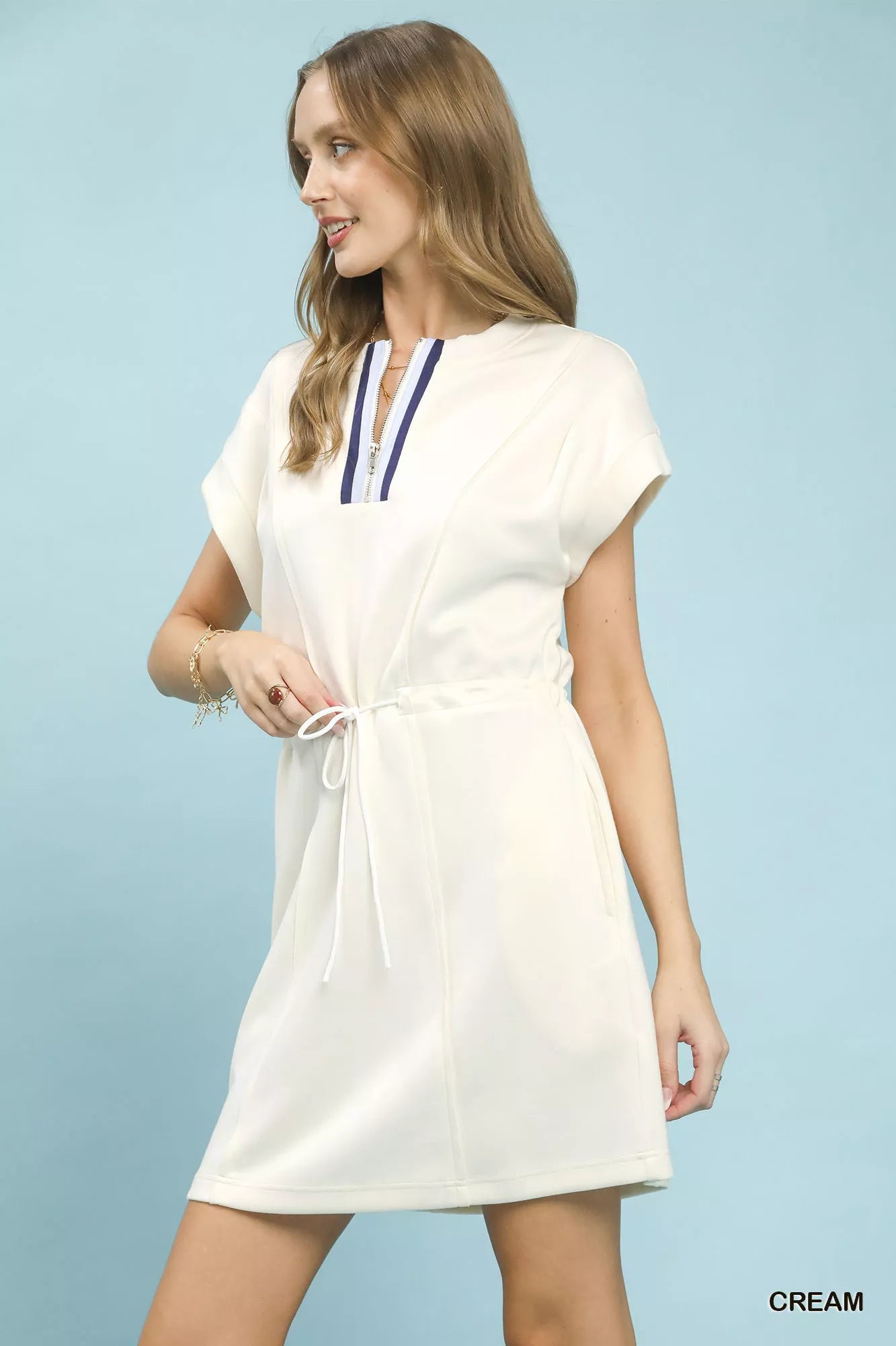 Umgee Knit Zip Front Drawstring Dress b8fcc342-9efa-4e99-8438-20fbab872cec-Max-Origin