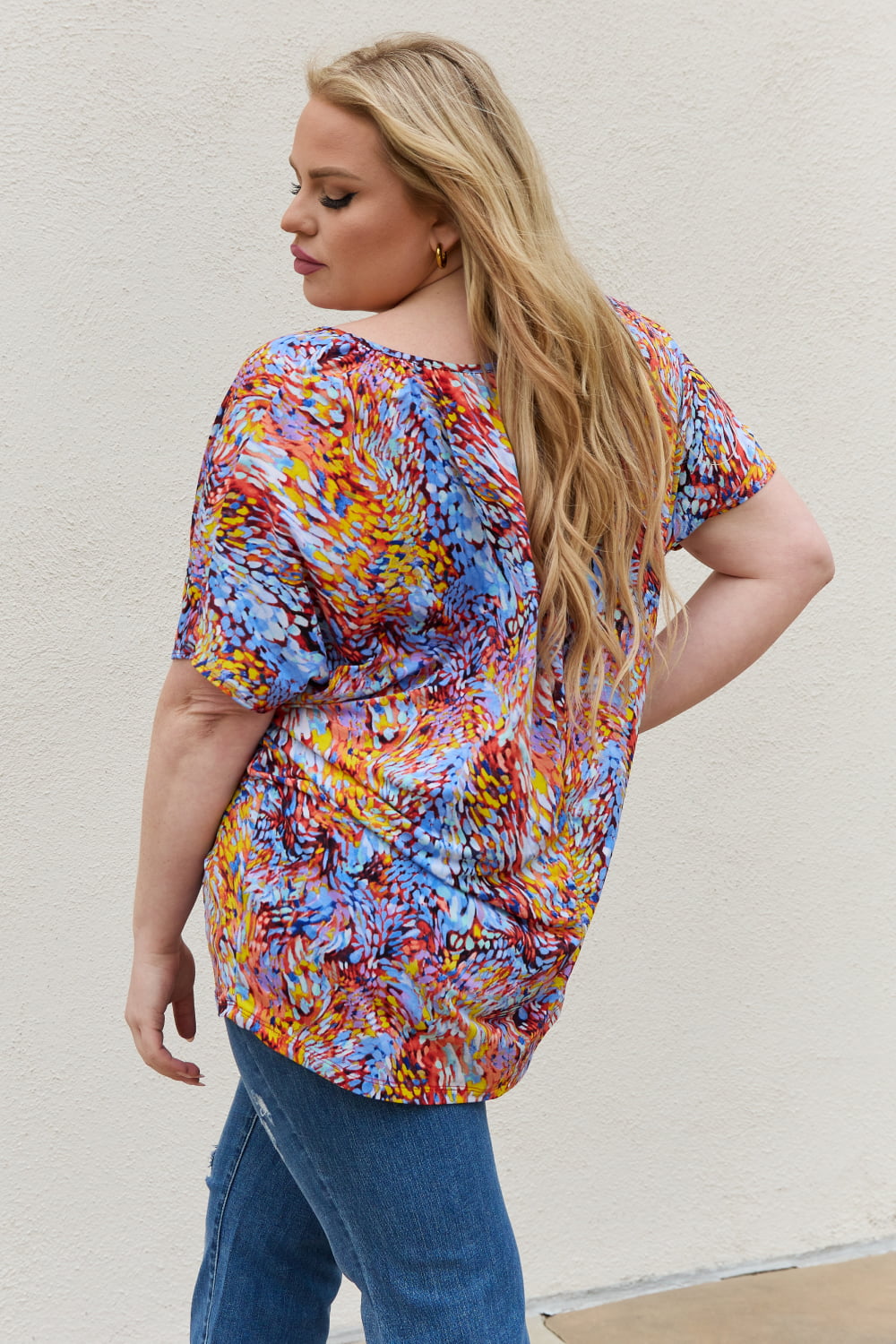 Be Stage Full Size Printed Dolman Flowy Top Be Stage Full Size Printed Dolman Flowy Top - TopFashionHQ