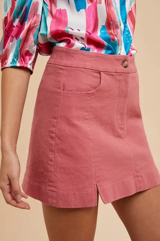 Annie Wear Comfort Stretch Cotton Slit Detailed Mini Skirt b9ab824c3d7648cf89b224ecf5210fdf-Max-Origin