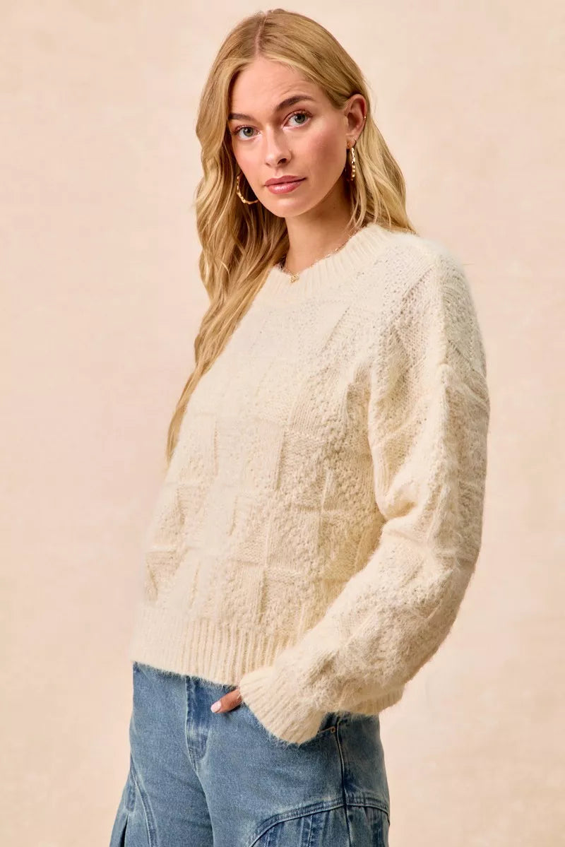 BiBi Checker Board Drop Shoulder Sweater b9b19584a5a04216aa7f75192f3a30ed-Max-Origin