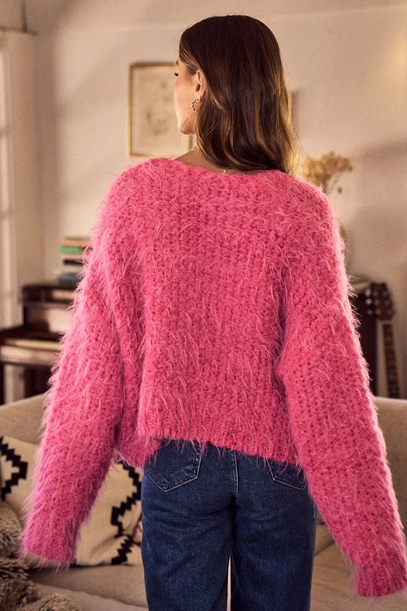 SO ME Soft Touch Hairy Loose Fit Cozy Sweater Cardigan b9d39ed9f61046d0b5a81008df26303b-Max-Origin