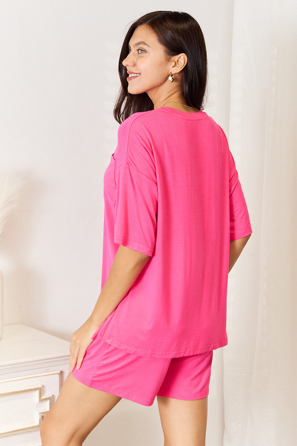 Basic Bae Full Size Soft Rayon Half Sleeve Top and Shorts Set Basic Bae Full Size Soft Rayon Half Sleeve Top and Shorts Set - TopFashionHQ