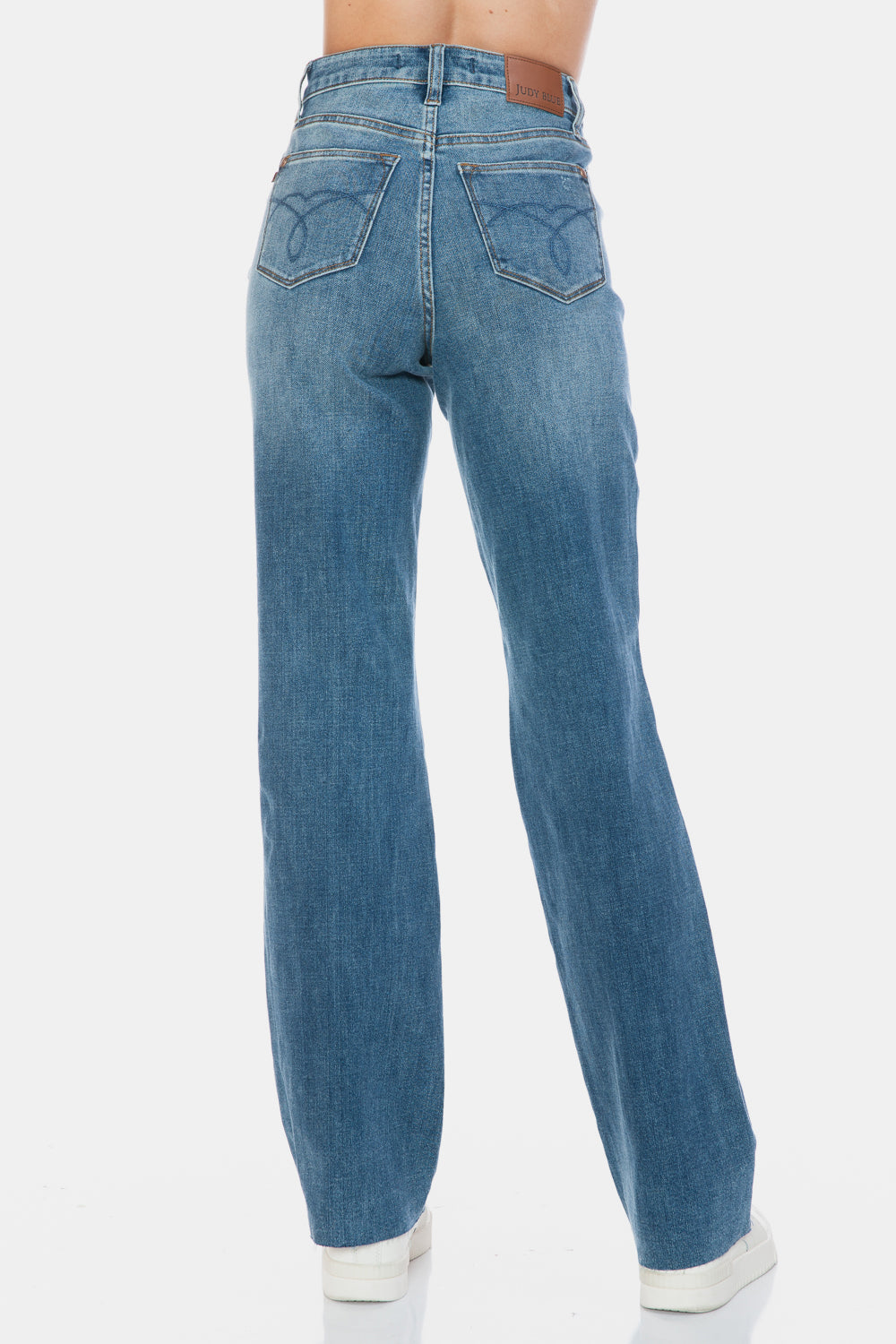 Judy Blue Full Size Tummy Control Cut Raw Hem Straight Jeans Judy Blue Full Size Tummy Control Cut Raw Hem Straight Jeans - TopFashionHQ