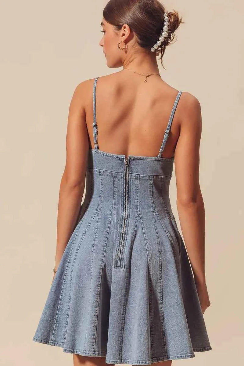 SO ME A Line Fit and Flare Denim Mini Dress SO ME A Line Fit and Flare Denim Mini Dress