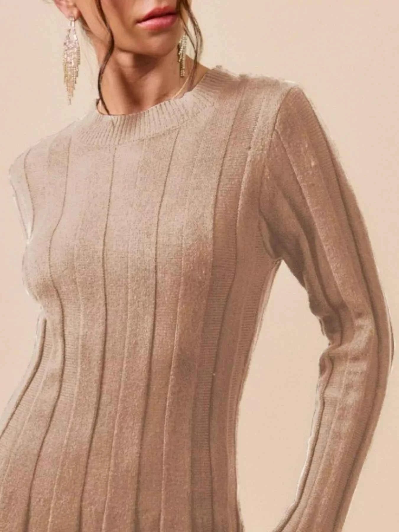 SO ME Ribbed Long Sleeve Mini Sweater Dress SO ME Ribbed Long Sleeve Mini Sweater Dress