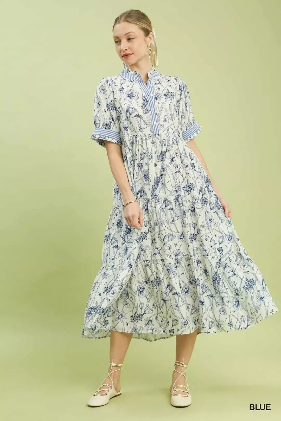 Umgee Floral Tiered Midi Dress with Ruffle Trim bb9a7aa8-d6a0-4a6c-abf3-3c65e8c548c6-Max-Origin