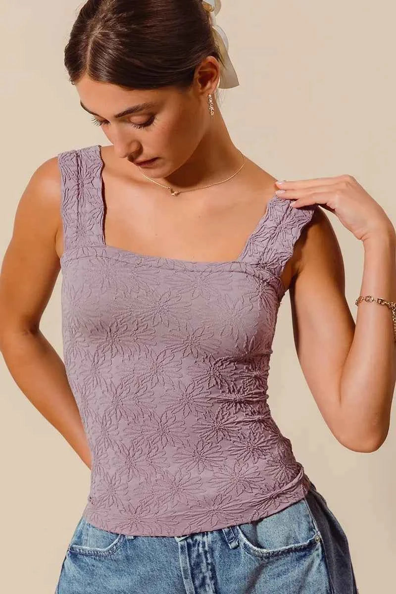 SO ME Floral Jacquard Seamless Tank Top SO ME Floral Jacquard Seamless Tank Top