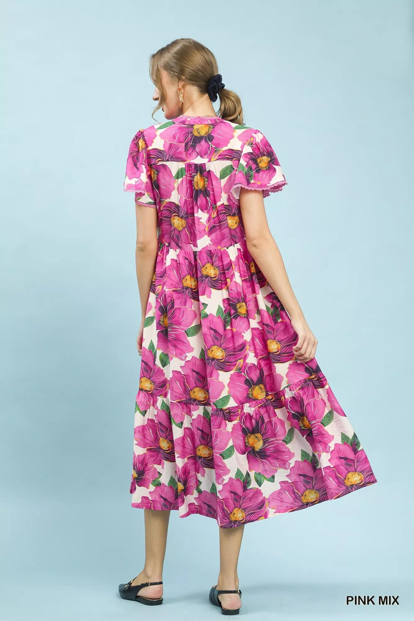 Umgee Tropical Floral V-Neck Flutter Sleeve Tiered Midi Dress bc15e0f2-ccc0-48d3-a7a2-78865d2a6a0c-Max-Origin