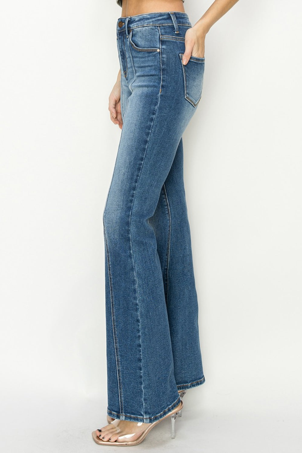 RISEN Full Size High Rise Front Seam Detailed Flare Jeans RISEN Full Size High Rise Front Seam Detailed Flare Jeans - TopFashionHQ