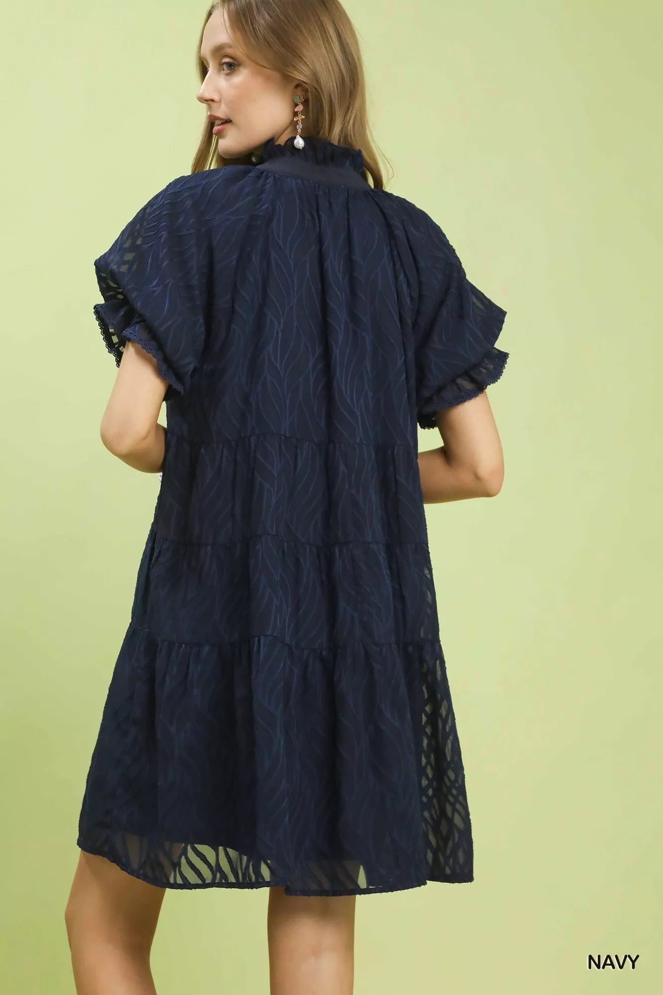 Umgee Textured Tiered Ruffle Collar Mini Dress bcb1b4ff-ee25-4fa8-abed-50a3d065dc58-Max-Origin