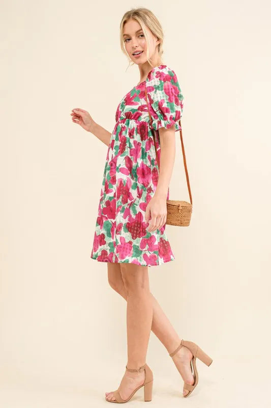And The Why Smocked Floral Ruffle Short Sleeve Mini Dress bce76dd920224414b19beb7b784c7d20-Max-Origin