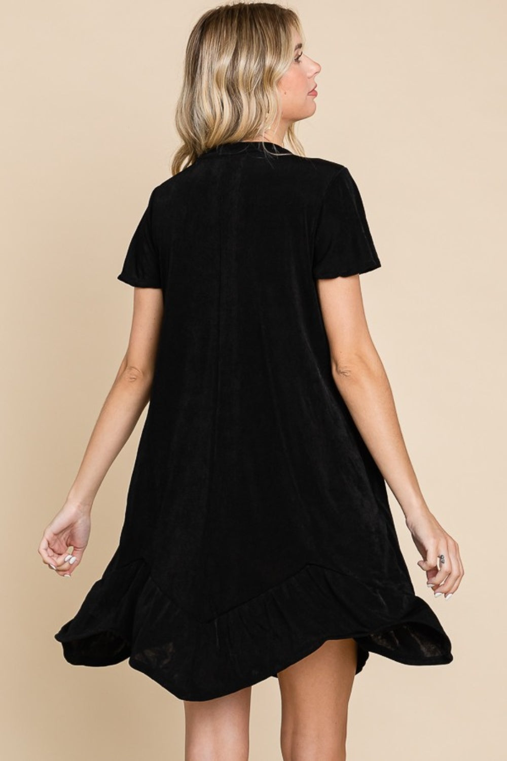 Culture Code Full Size Short Sleeve Ruffled Asymmetric Hem Dress Culture Code Full Size Short Sleeve Ruffled Asymmetric Hem Dress - TopFashionHQ