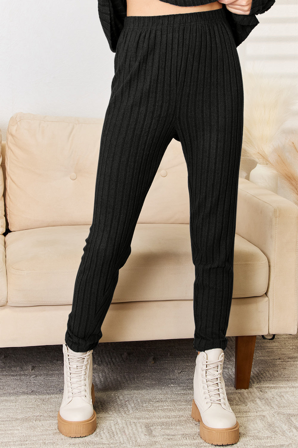 Basic Bae Full Size Notched Long Sleeve Top and Pants Set Basic Bae Full Size Notched Long Sleeve Top and Pants Set - TopFashionHQ