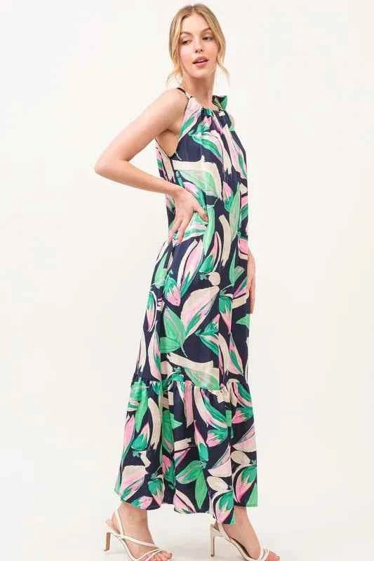 And The Why Botanical Printed Halterneck Tiered Maxi Dress And The Why Botanical Printed Halterneck Tiered Maxi Dress