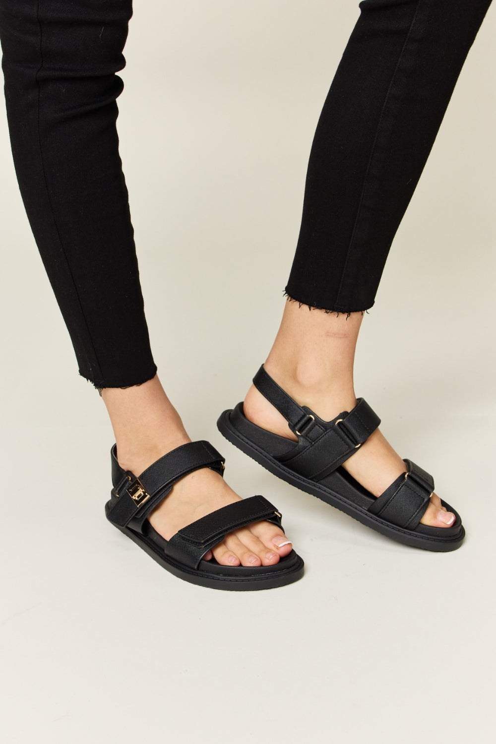 WILD DIVA Velcro Double Strap Slingback Sandals WILD DIVA Velcro Double Strap Slingback Sandals - TopFashionHQ