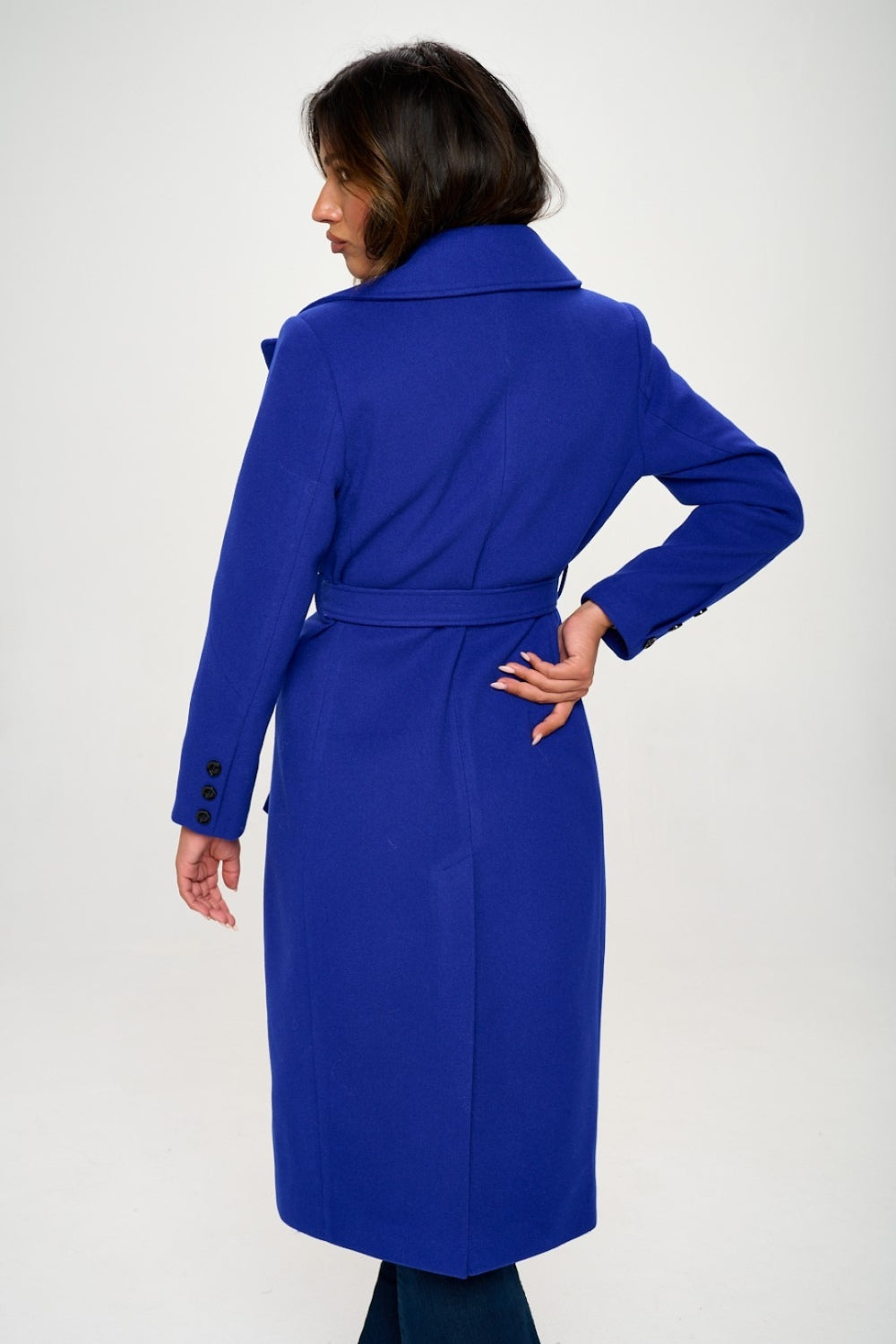 Coalition LA Double-Breasted Longline Coat with Belt Coalition LA Double-Breasted Longline Coat with Belt - TopFashionHQ