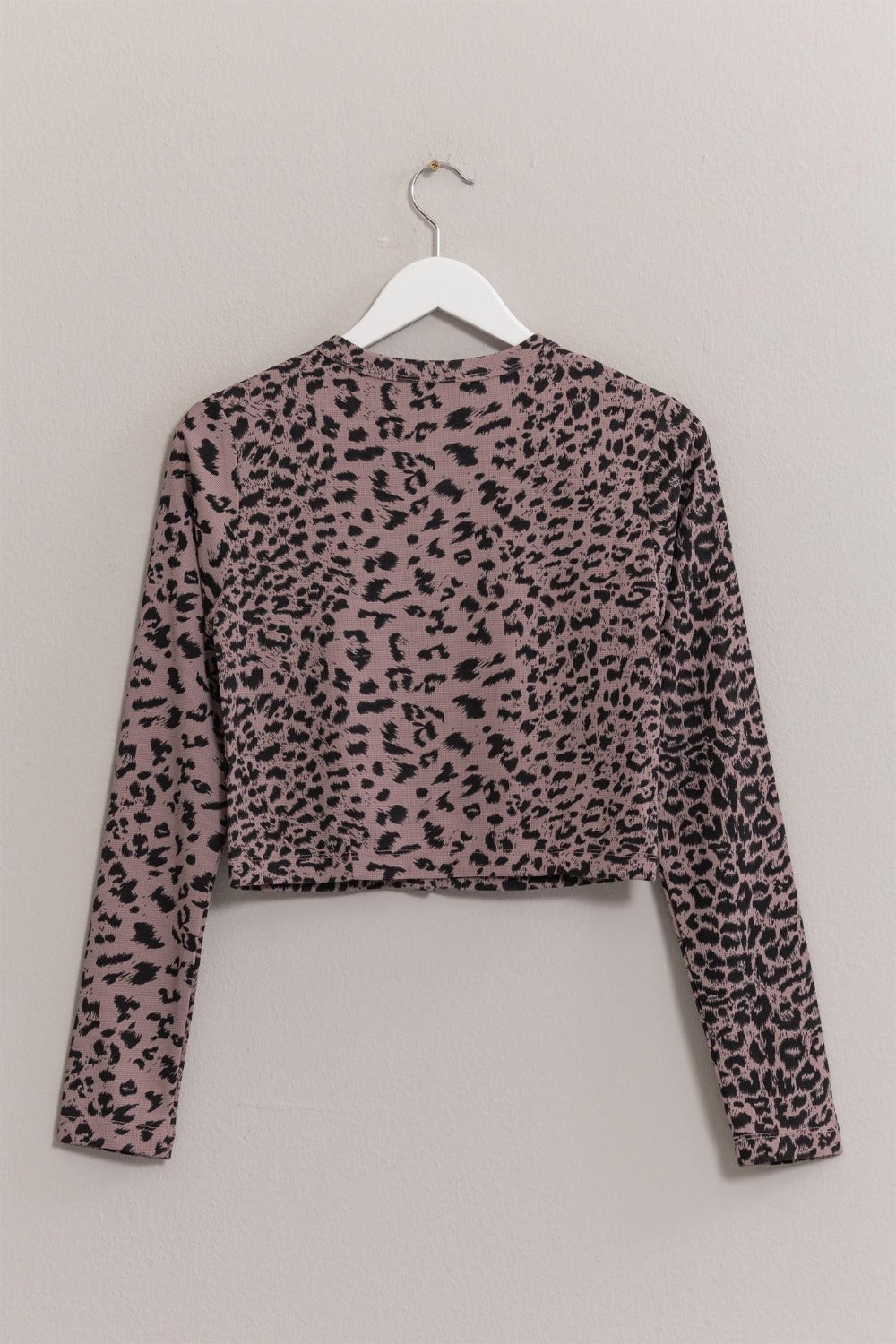 HYFVE Animal Print Snap Down Crop Cardigan HYFVE Animal Print Snap Down Crop Cardigan