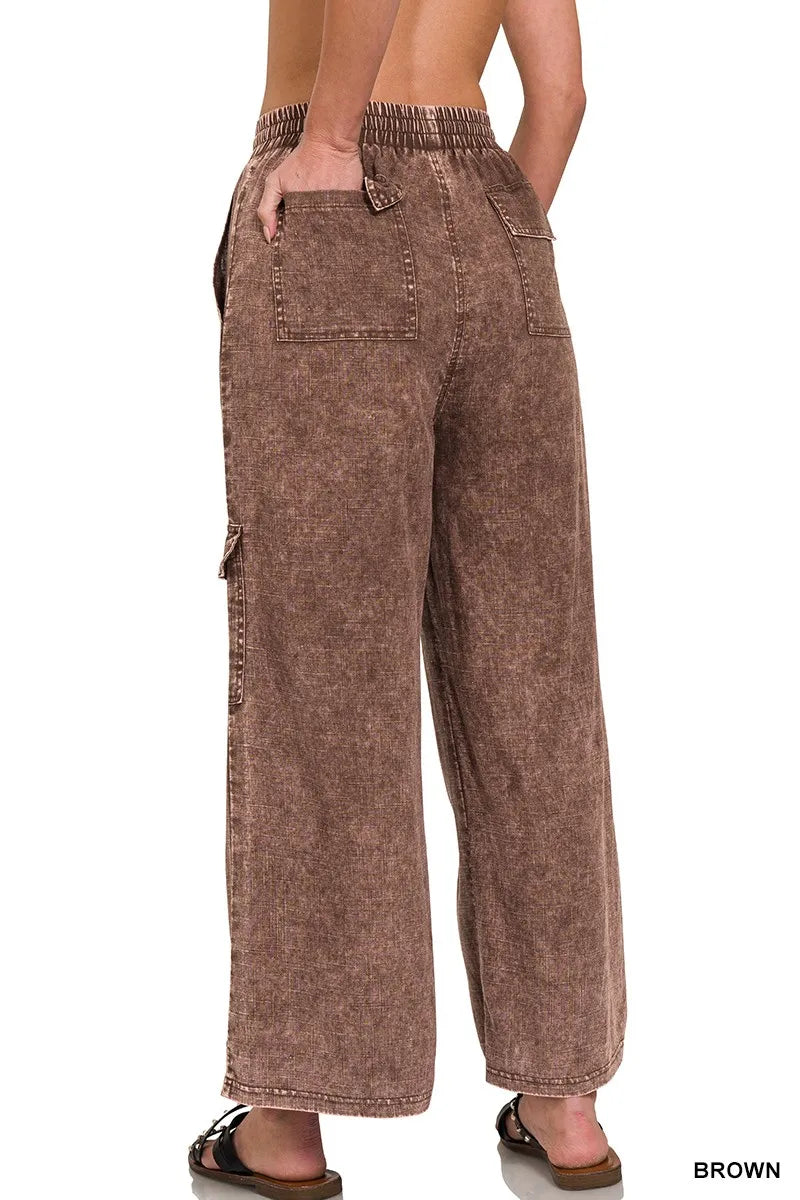 Zenana Washed Linen Elastic Band Waist Cargo Pants bf41158818f44c49826ecce22cd4997d-Max-Origin