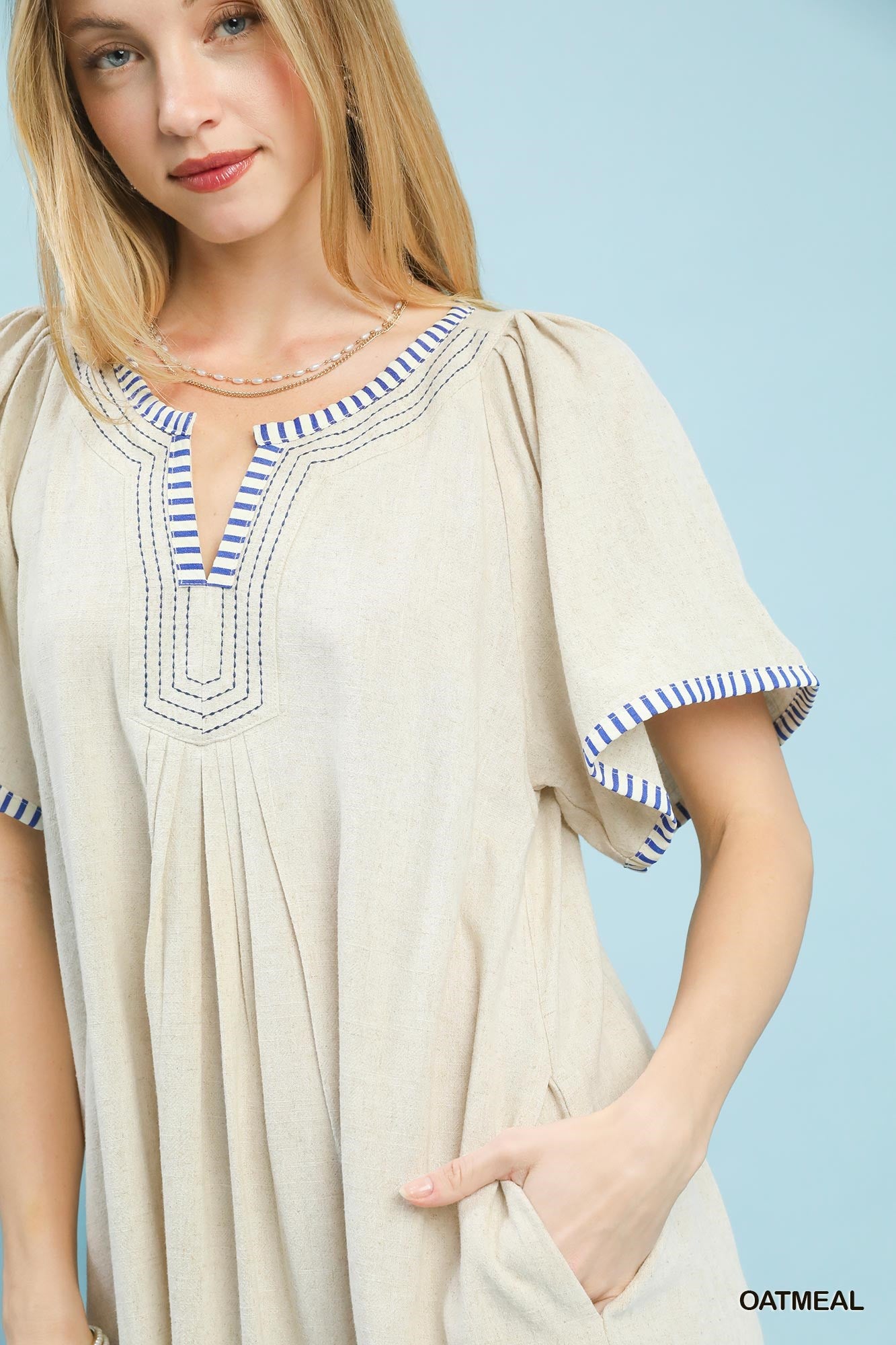 Umgee Linen Trim Tunic Dress bf577038-06bf-4597-a521-95e76af49901-Max