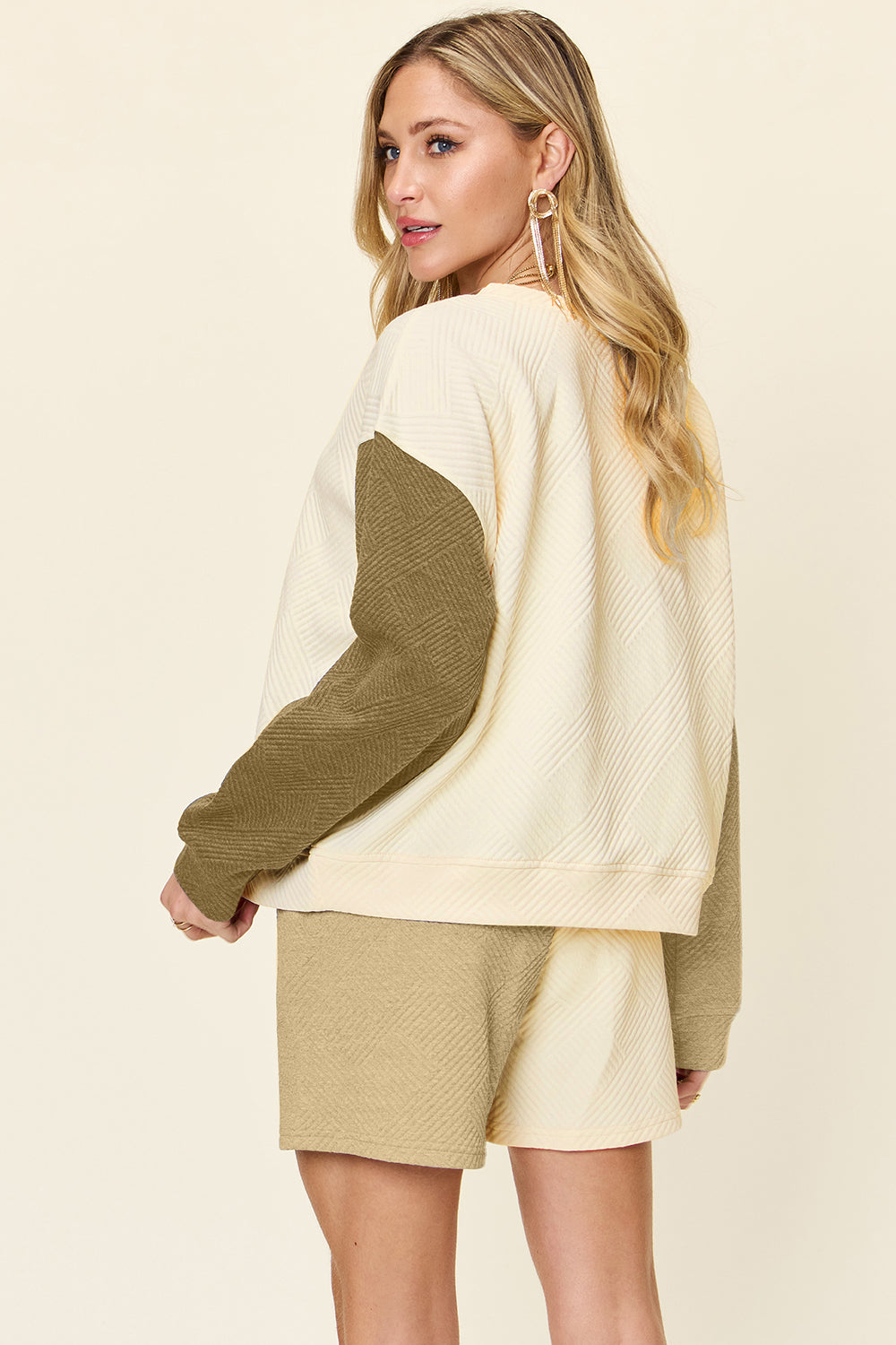 Double Take Full Size Contrast Drop Shoulder Top and Shorts Set Double Take Full Size Contrast Drop Shoulder Top and Shorts Set