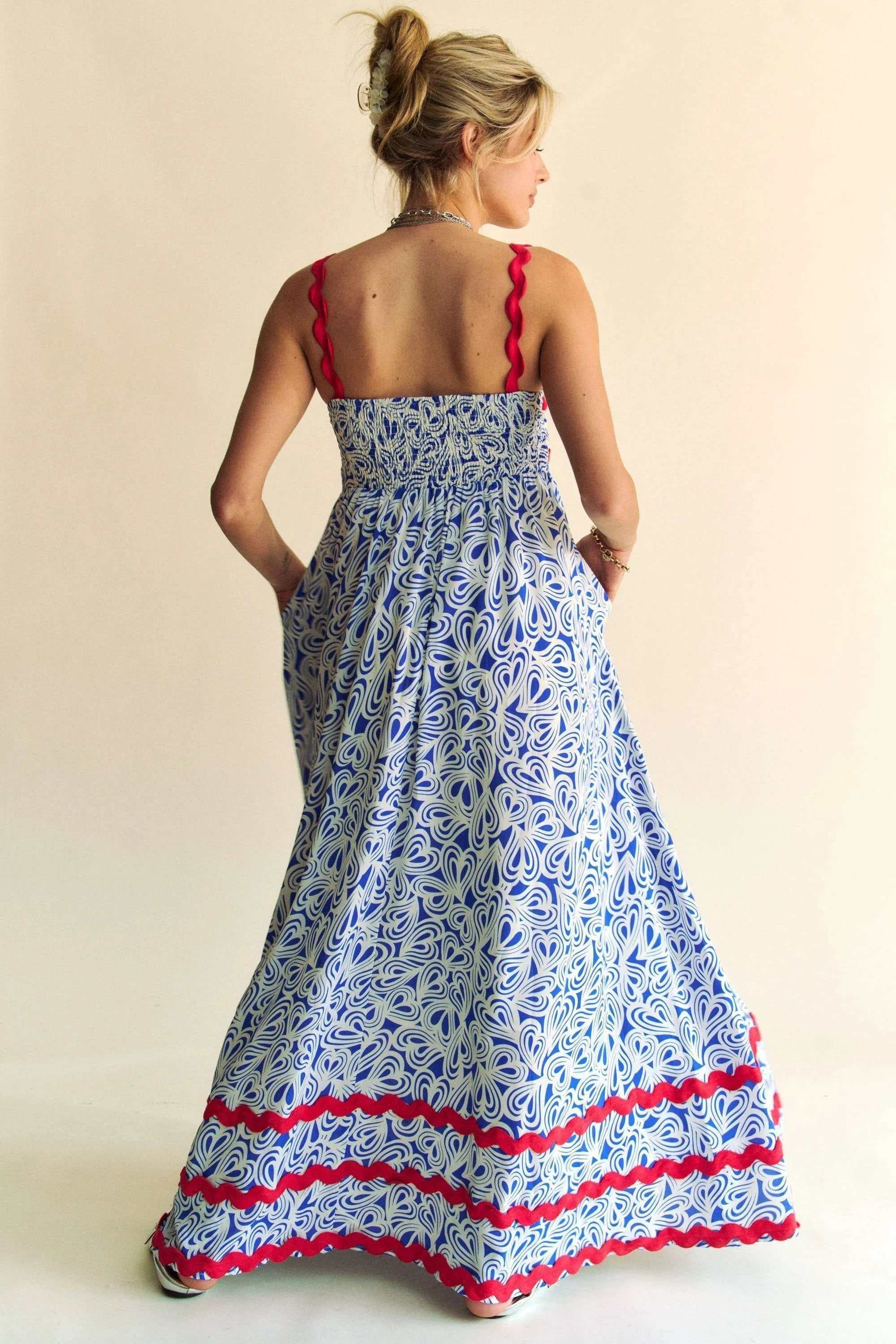 Davi & Dani Geo 2 Tone Printed Wavi Trim Tiered Maxi Dress bf758e78a4534144ac142f2d0b083383-Max-Origin