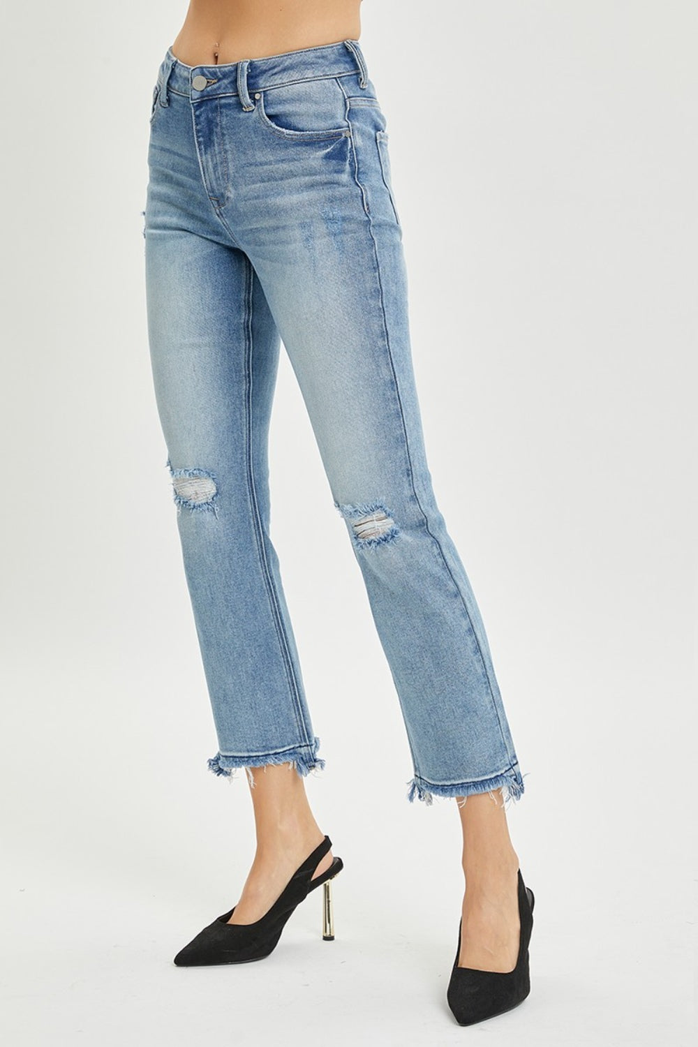 RISEN Full Size High Rise Distressed Cropped Straight Jeans RISEN Full Size High Rise Distressed Cropped Straight Jeans - TopFashionHQ