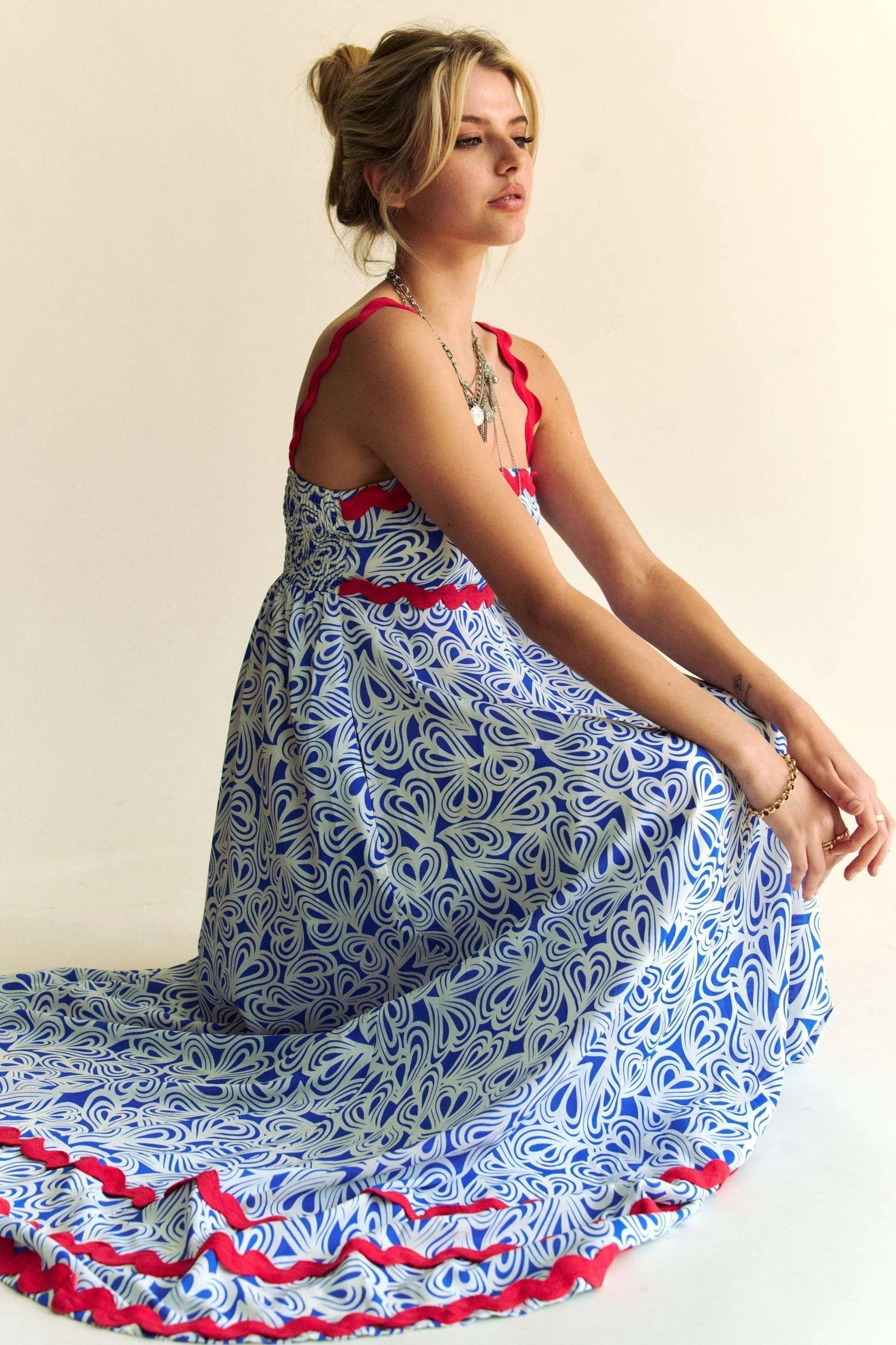 Davi & Dani Geo 2 Tone Printed Wavi Trim Tiered Maxi Dress bfb95d32fc2949c59d7e955af7700067-Max-Origin