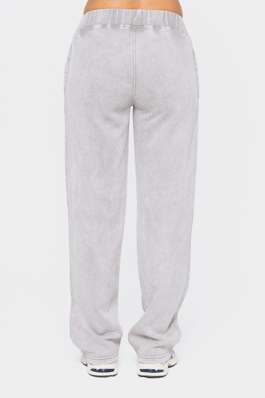 Mono B Elastic Waist Fleece Pants with Pockets Mono B Elastic Waist Fleece Pants with Pockets - TopFashionHQ