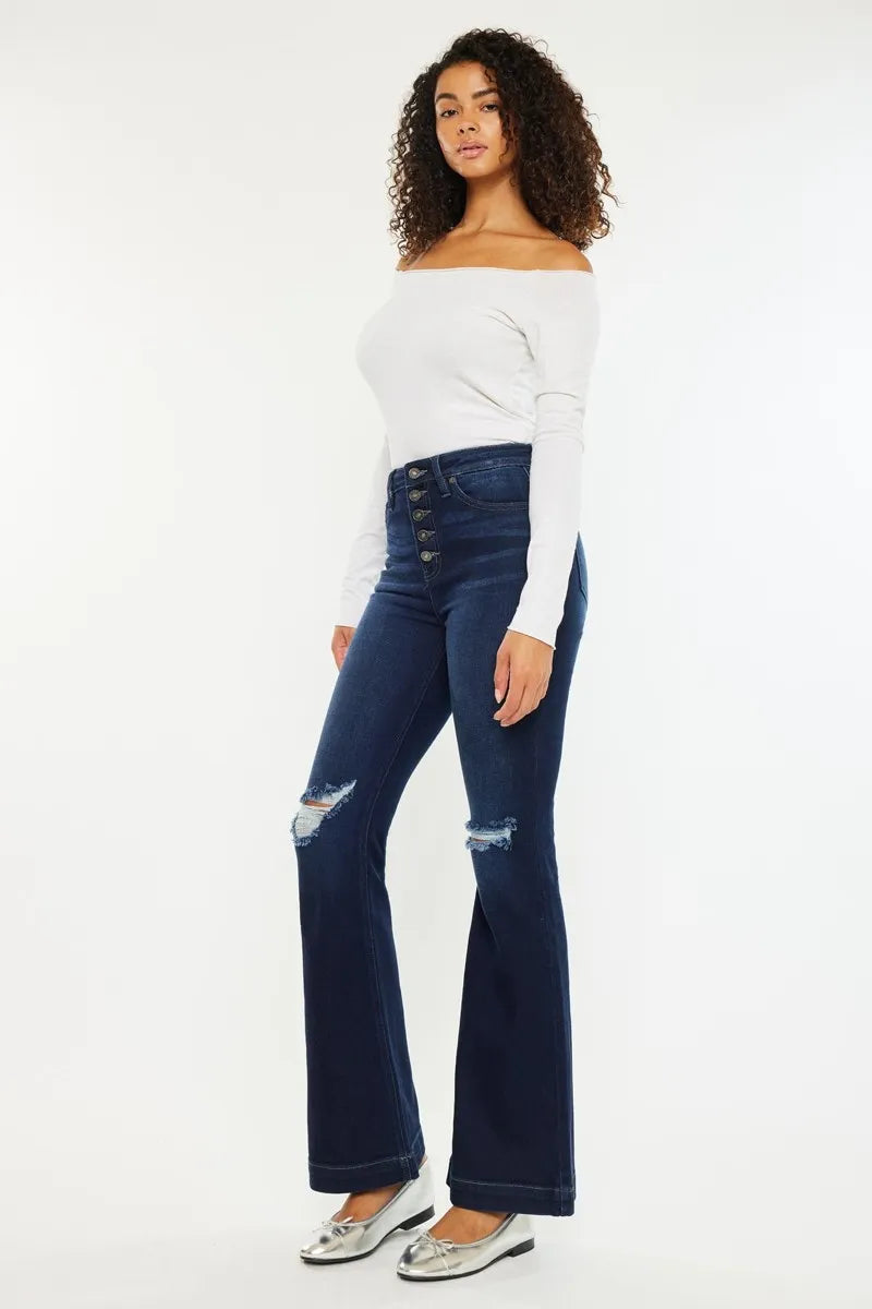 Kancan Button Fly High Rise Distressed Flare Jeans bff075e506454f1eb91fd91b0af09174-Max-Origin