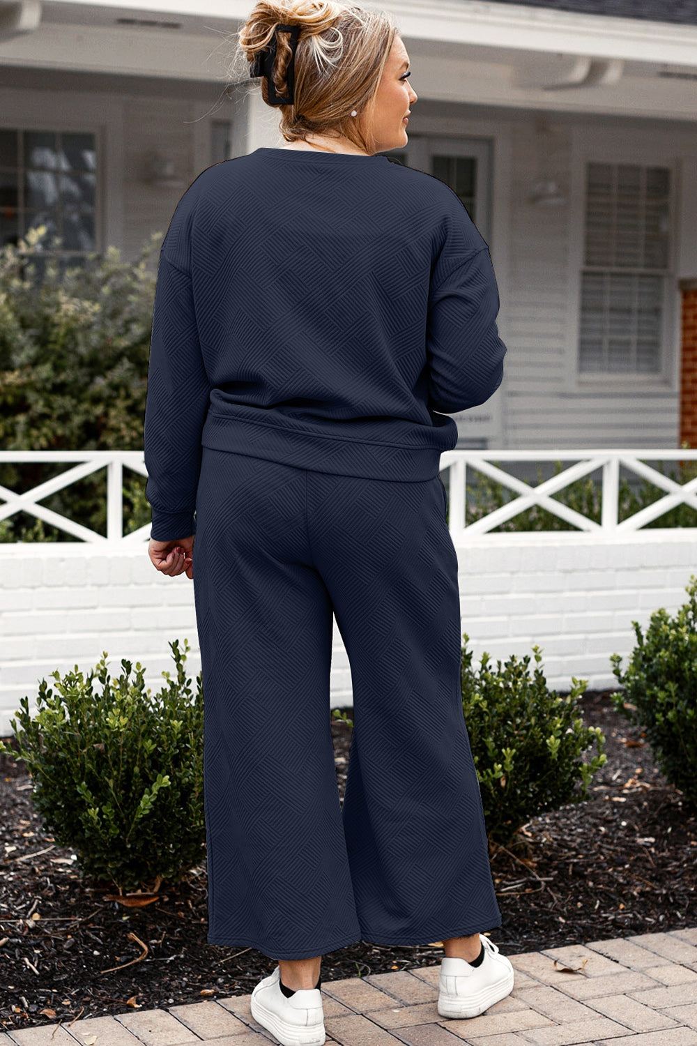 Double Take Full Size Textured Long Sleeve Top and Drawstring Pants Set Double Take Full Size Textured Long Sleeve Top and Drawstring Pants Set - TopFashionHQ
