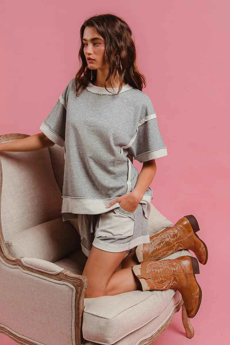 BiBi French Terry Knit Shorts with Side Pocket BiBi French Terry Knit Shorts with Side Pocket