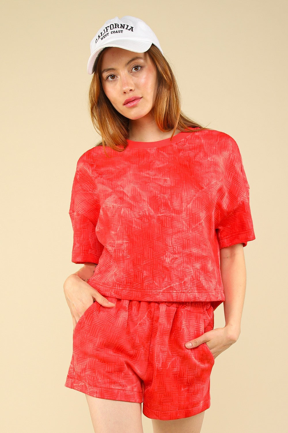 VERY J Quilted Washed Crop Top and Shorts Set VERY J Quilted Washed Crop Top and Shorts Set - TopFashionHQ