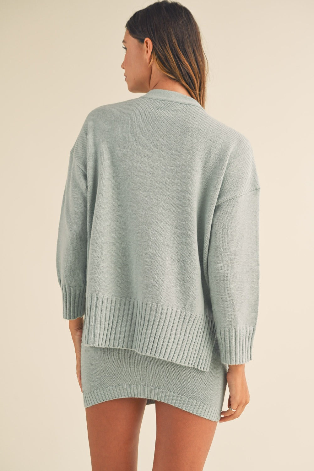 MABLE 3 Pieces Sweater Set with Crop Cami, Mini Skirt, Cardigan MABLE 3 Pieces Sweater Set with Crop Cami, Mini Skirt, Cardigan